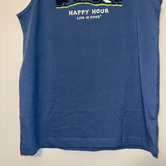 Life is Good Unisex Blue Tank Top Hiking Mountain Dog Print Size Small NWT - Picture 2 of 8